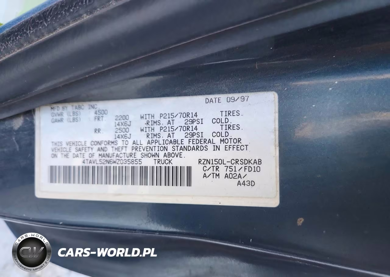 1998 Toyota Tacoma Base VIN:4TAVL52N6WZ035855 - 13