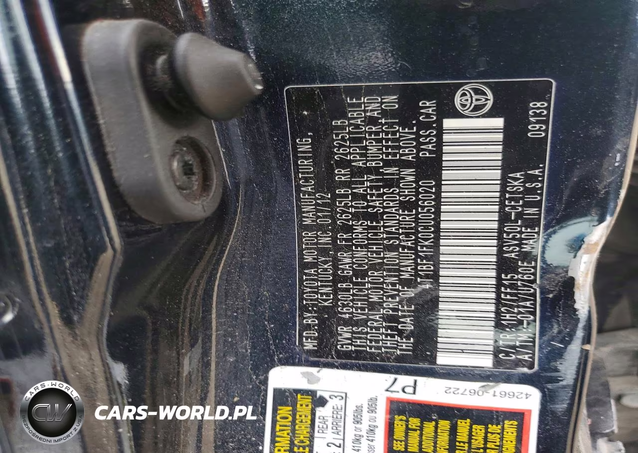 2012 Toyota Camry Se VIN:4T1BF1FK0CU056020 - 12