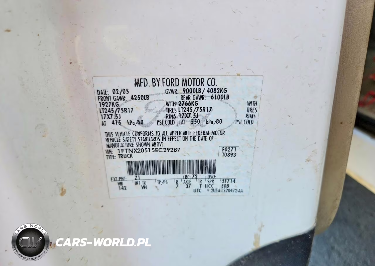 2005 Ford F250 Super Duty VIN:1FTNX20515EC29287 - 12