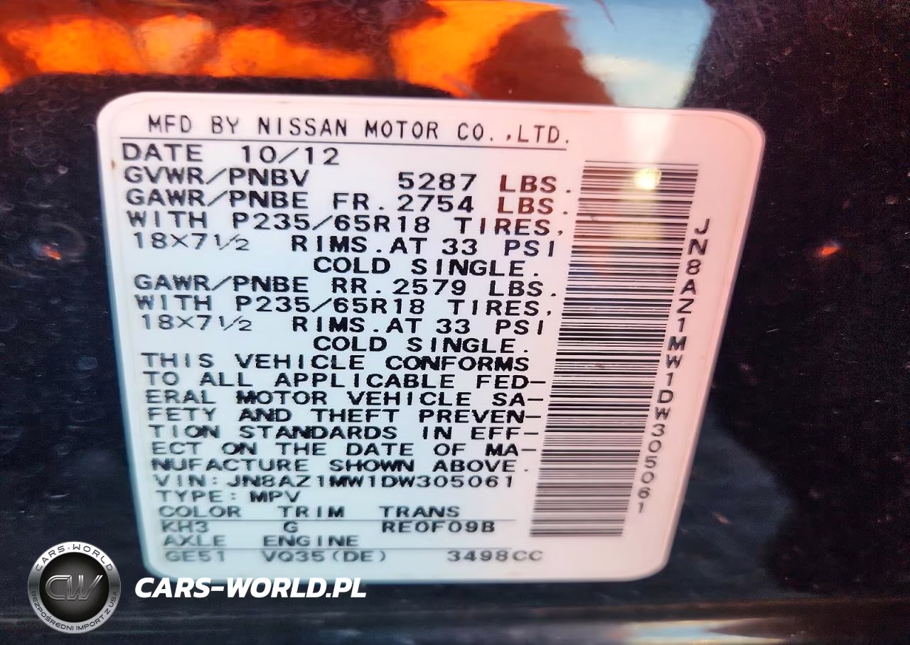2013 Nissan Murano S VIN:JN8AZ1MW1DW305061 - 13