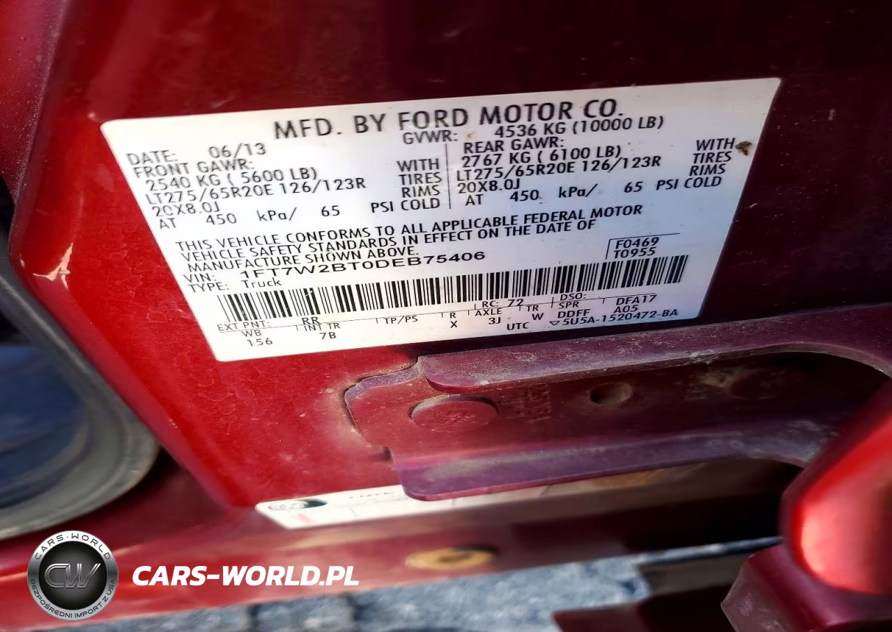 2013 Ford F250 Super Duty VIN:1FT7W2BT0DEB75406 - 12
