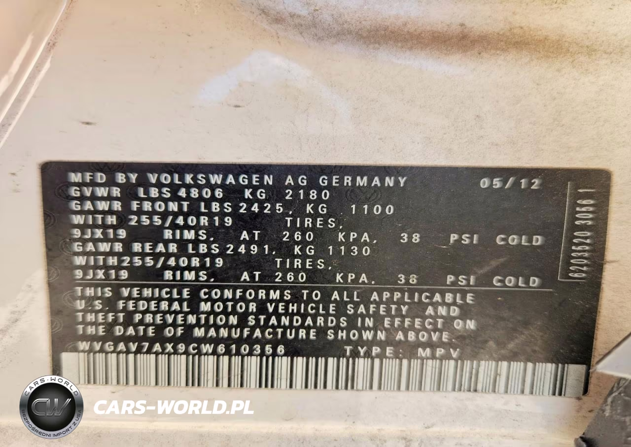 2012 Volkswagen Tiguan S VIN:WVGAV7AX9CW610356 - 13