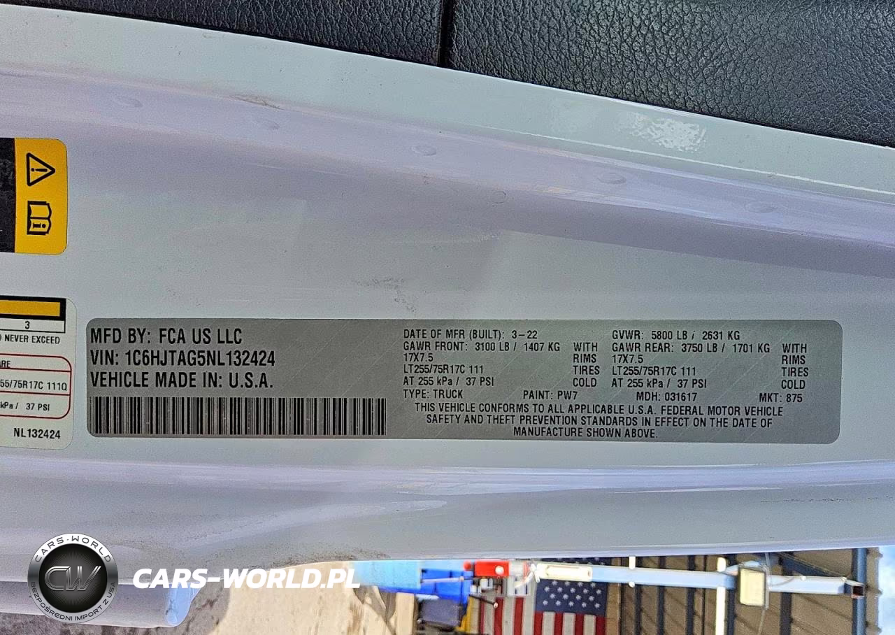 2022 Jeep Gladiator Sport VIN:1C6HJTAG5NL132424 - 12