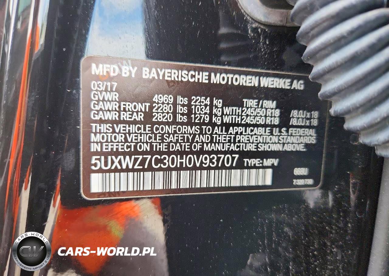 2017 BMW X3 Sdrive28I VIN:5UXWZ7C30H0V93707 - 13