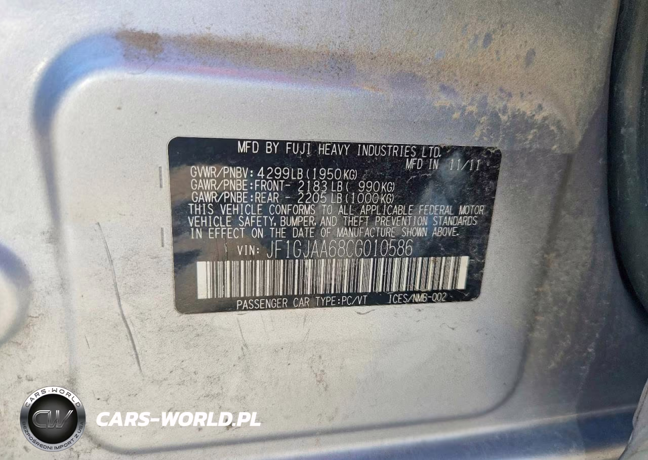 2012 Subaru Impreza VIN:JF1GJAA68CG010586 - 13