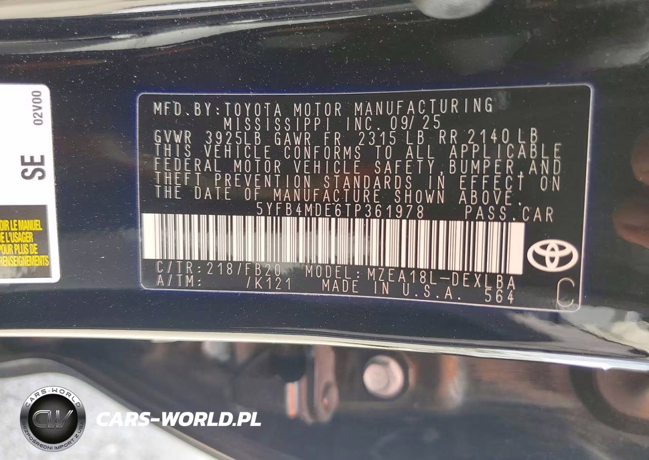 2026 Toyota Corolla Le VIN:5YFB4MDE6TP361978 - 12