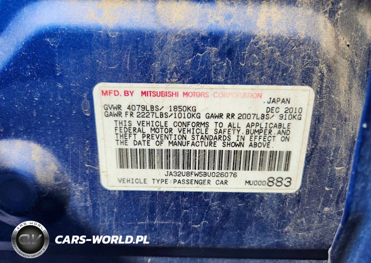 2011 Mitsubishi Lancer Gts VIN:JA32U8FW5BU026076 - 12
