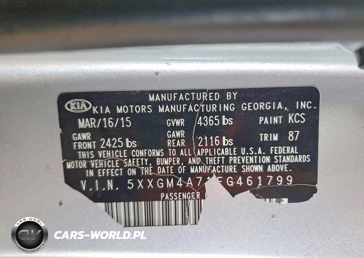 2015 Kia Optima Lx VIN:5XXGM4A71FG461799 - 12