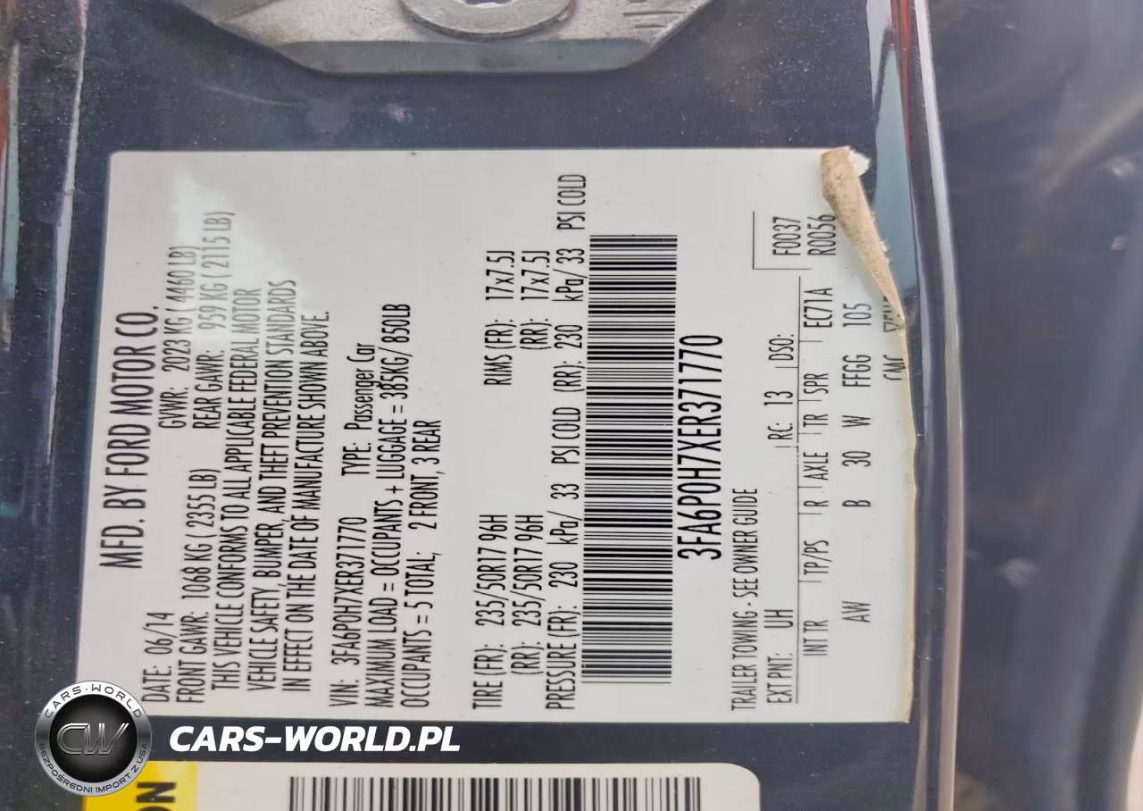2014 Ford Fusion Se VIN:3FA6P0H7XER371770 - 12