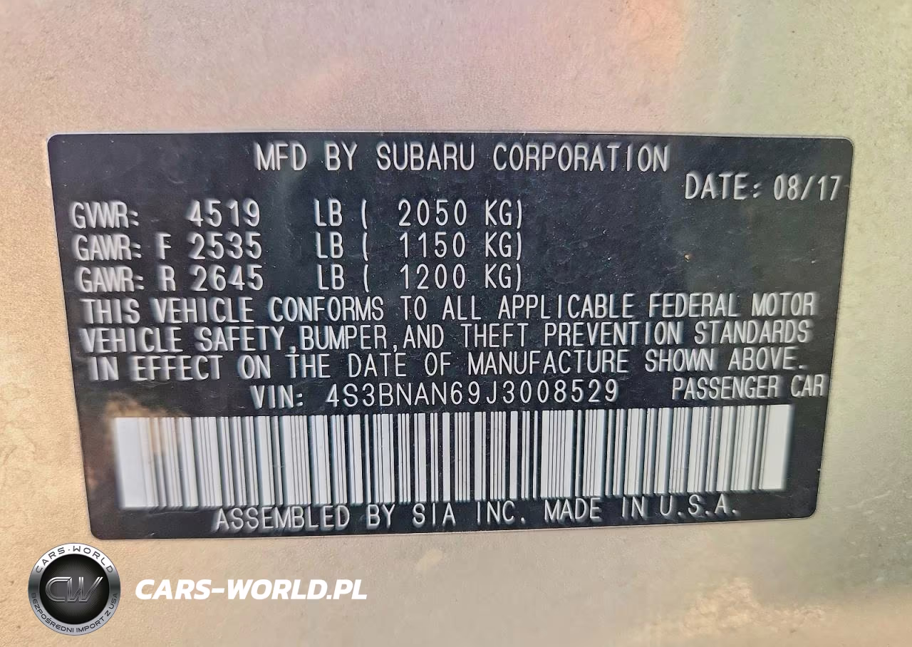 2018 Subaru Legacy 2.5I Limited VIN:4S3BNAN69J3008529 - 12