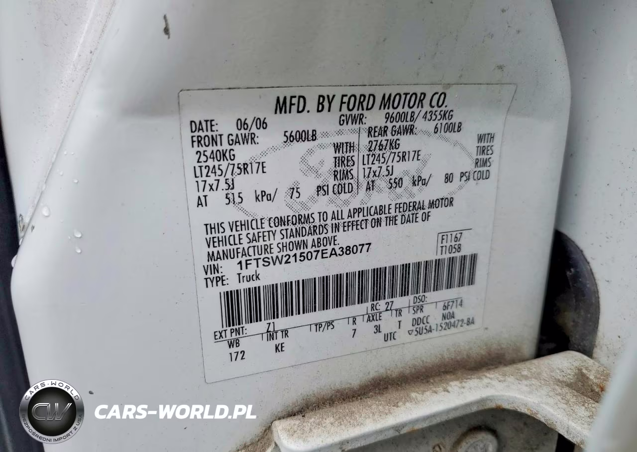 2007 Ford F250 Super Duty VIN:1FTSW21507EA38077 - 12