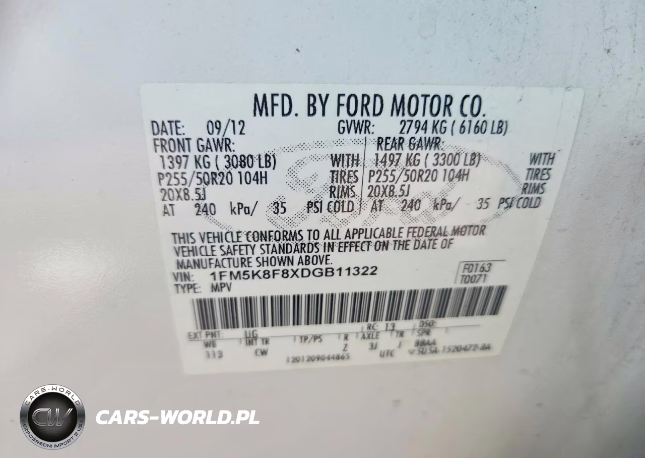 2013 Ford Explorer Limited VIN:1FM5K8F8XDGB11322 - 12