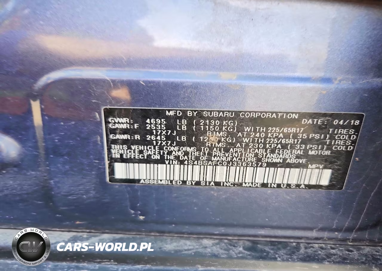 2018 Subaru Outback 2.5I Premium VIN:4S4BSAFC0J3363579 - 12