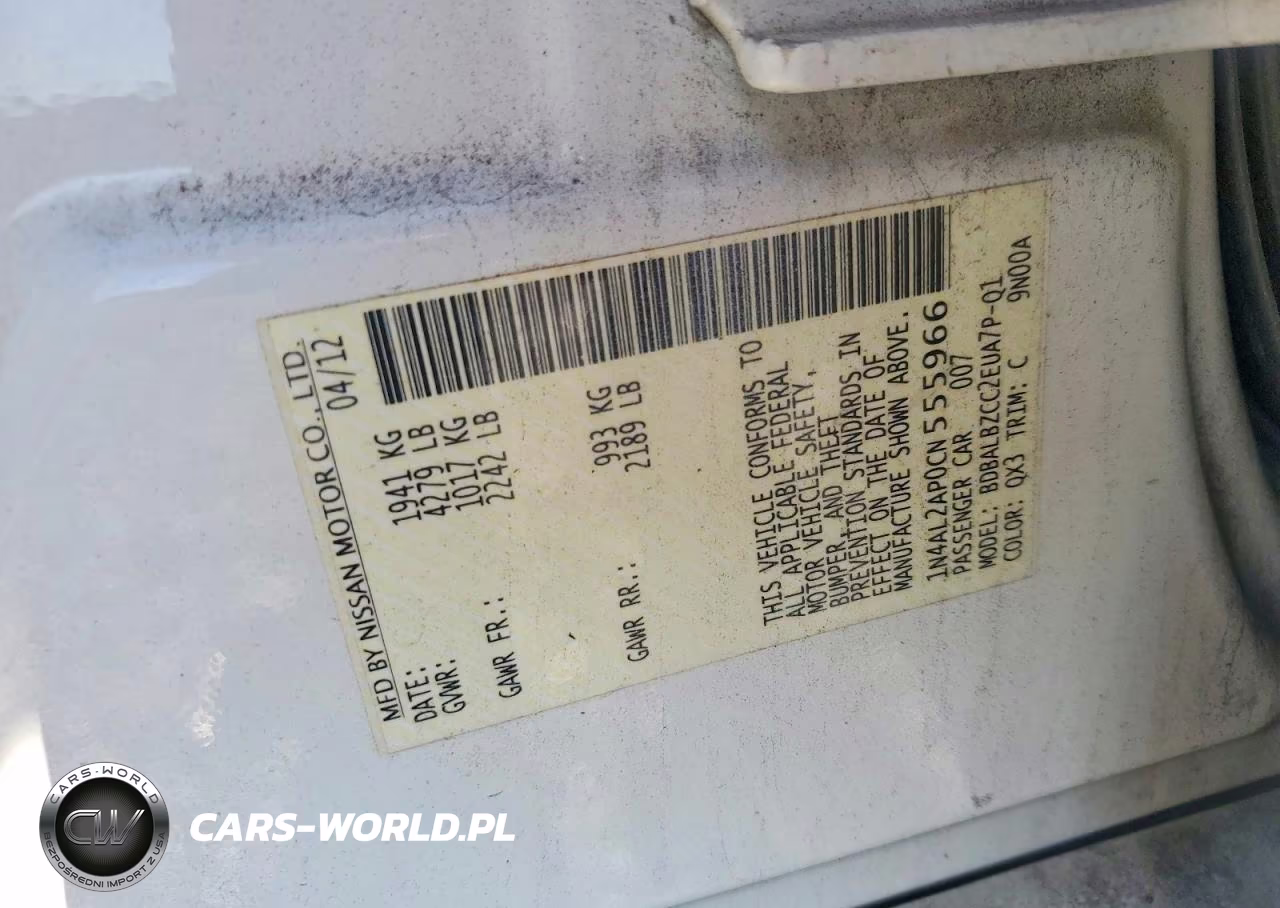 2012 Nissan Altima 2.5 VIN:1N4AL2AP0CN555966 - 12