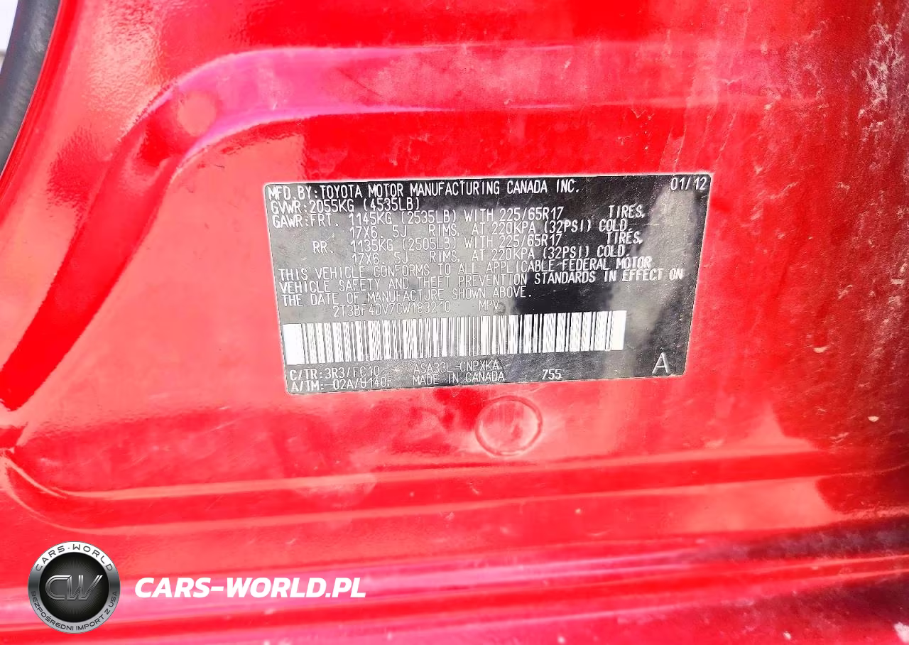 2012 Toyota Rav4 Base VIN:2T3BF4DV7CW183210 - 13