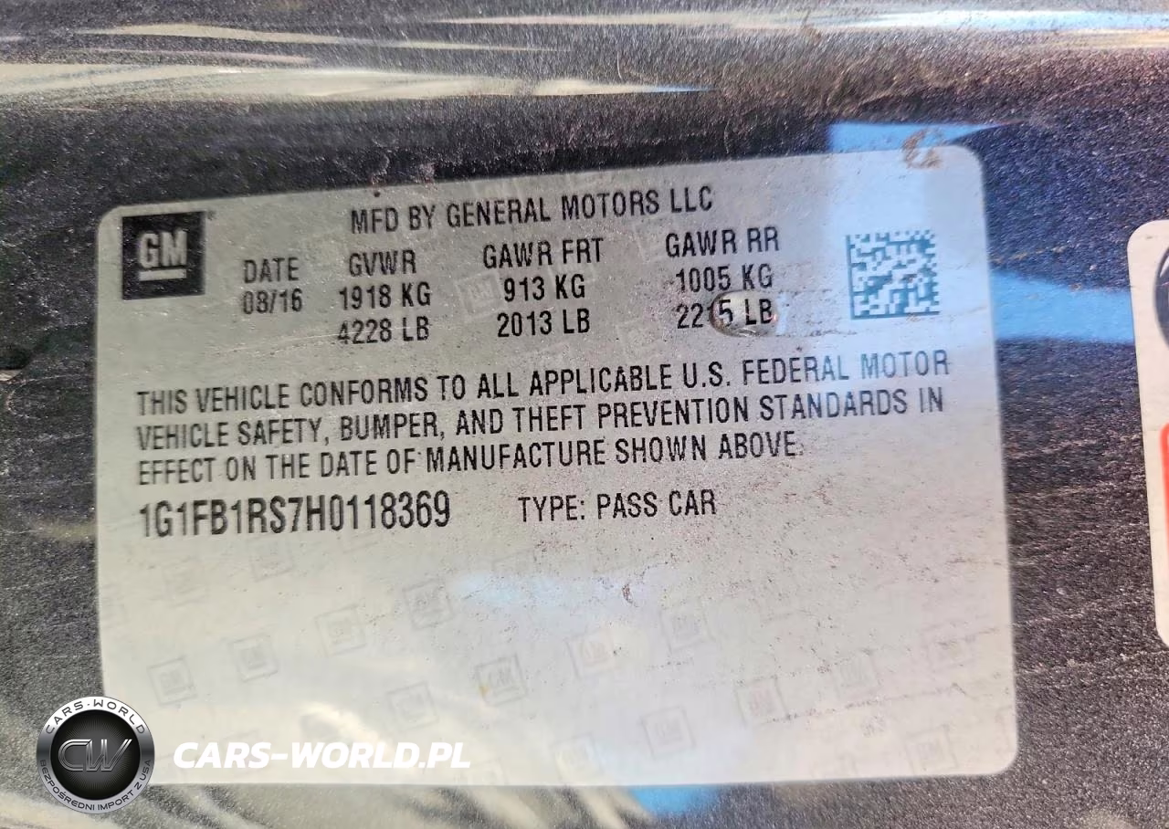 2017 Chevrolet Camaro Lt VIN:1G1FB1RS7H0118369 - 12