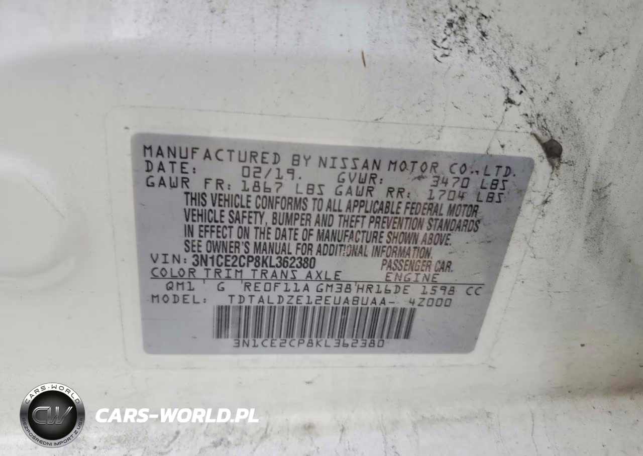 2019 Nissan Versa Note Sv VIN:3N1CE2CP8KL362380 - 12