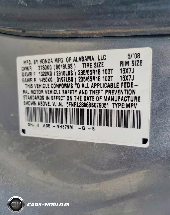 2008 Honda Odyssey Exl VIN:5FNRL38668B079051 - 14