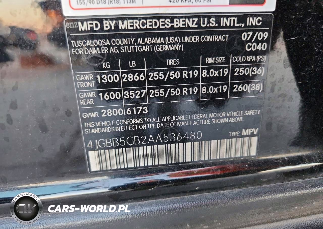 2010 Mercedes-Benz Ml 350 VIN:4JGBB5GB2AA536480 - 13