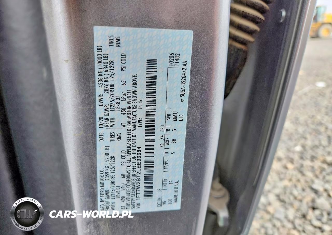 2020 Ford F250 Super Duty VIN:1FT7W2BT2LEE96684 - 12
