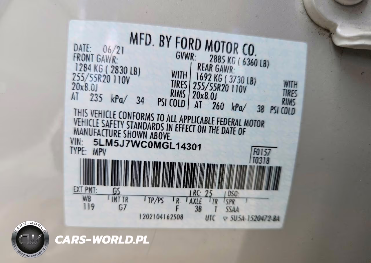 2021 Lincoln Aviator Reserve VIN:5LM5J7WC0MGL14301 - 14