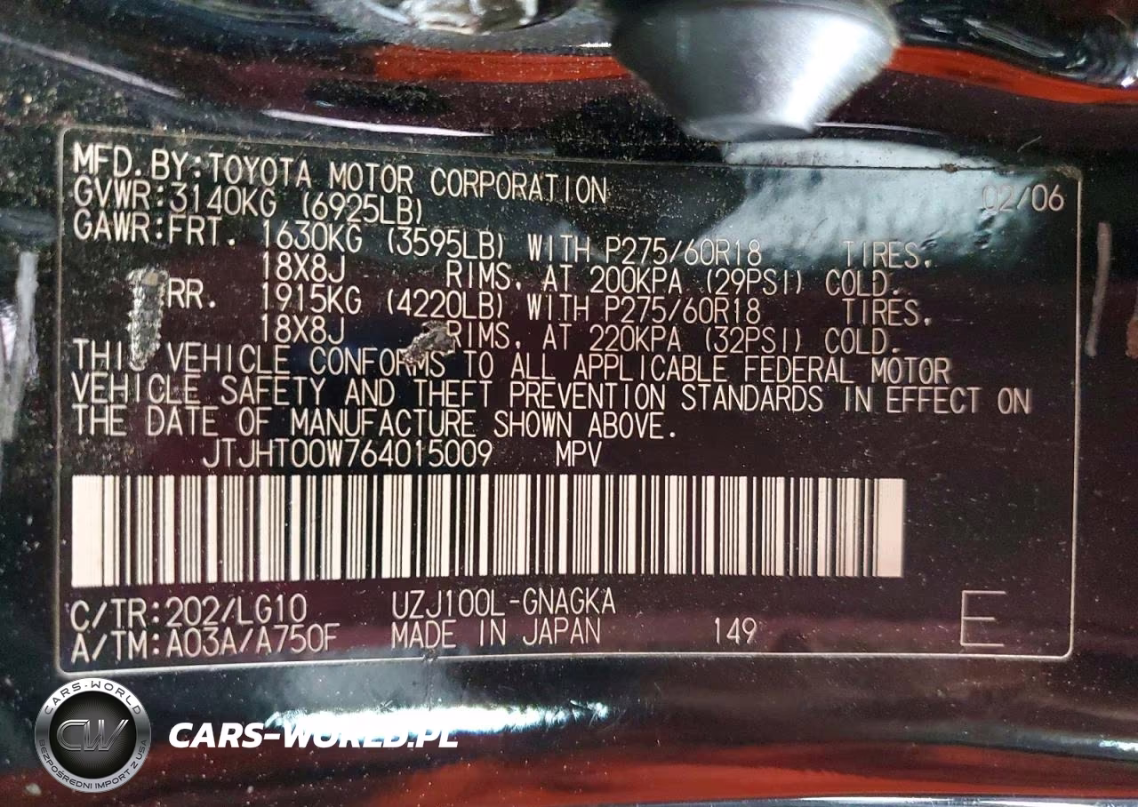 2006 Lexus Lx 470 VIN:JTJHT00W764015009 - 13