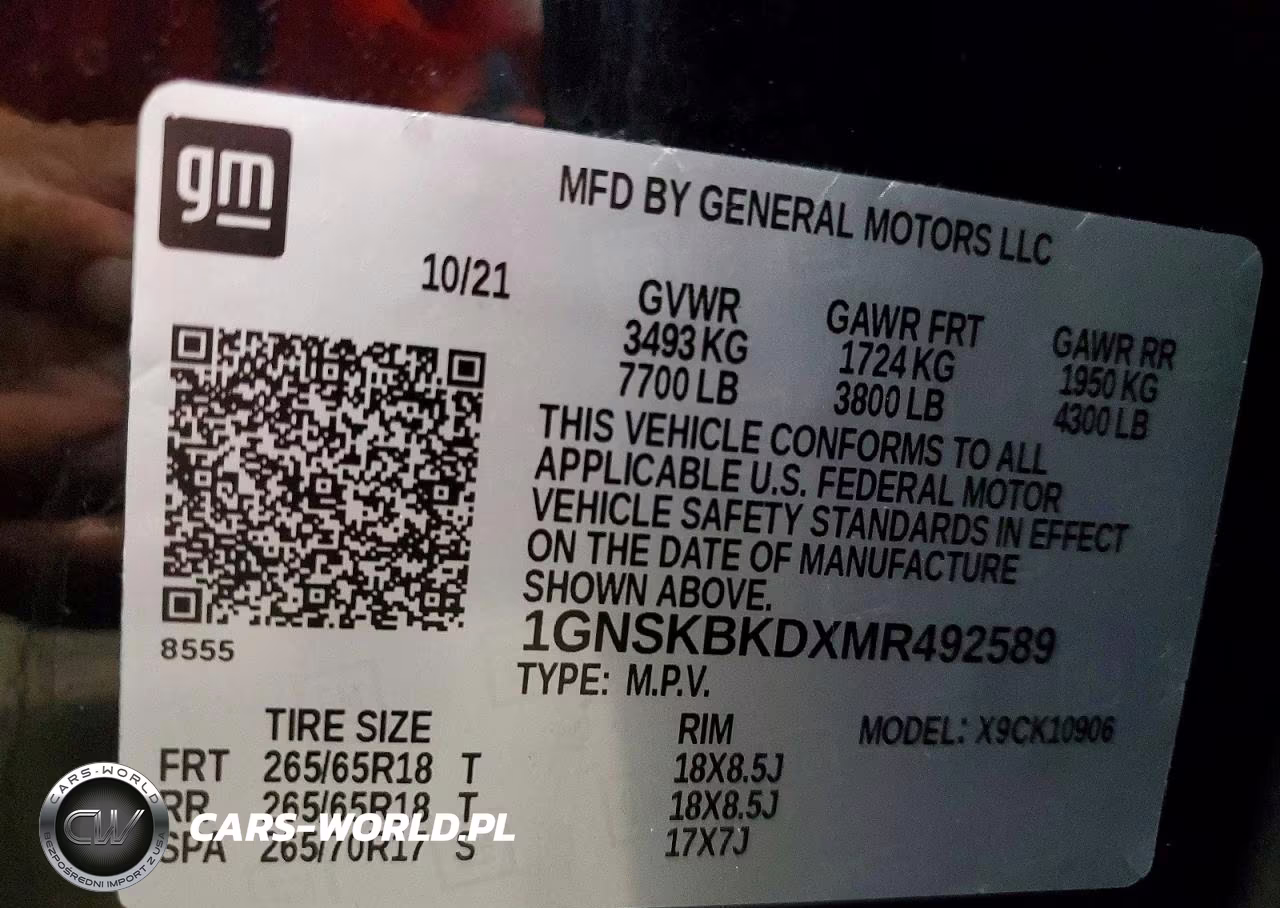 2021 Chevrolet Suburban K1500 Ls VIN:1GNSKBKDXMR492589 - 13