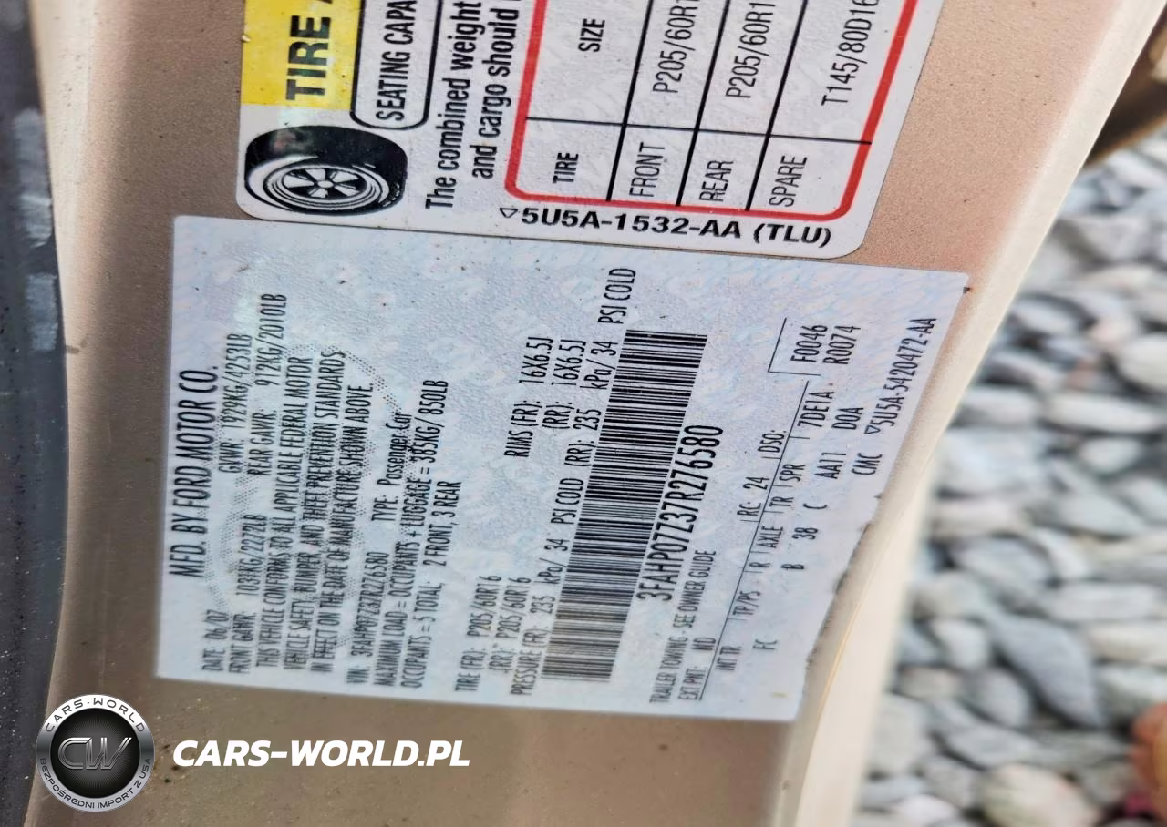2007 Ford Fusion Se VIN:3FAHP07Z37R276580 - 12