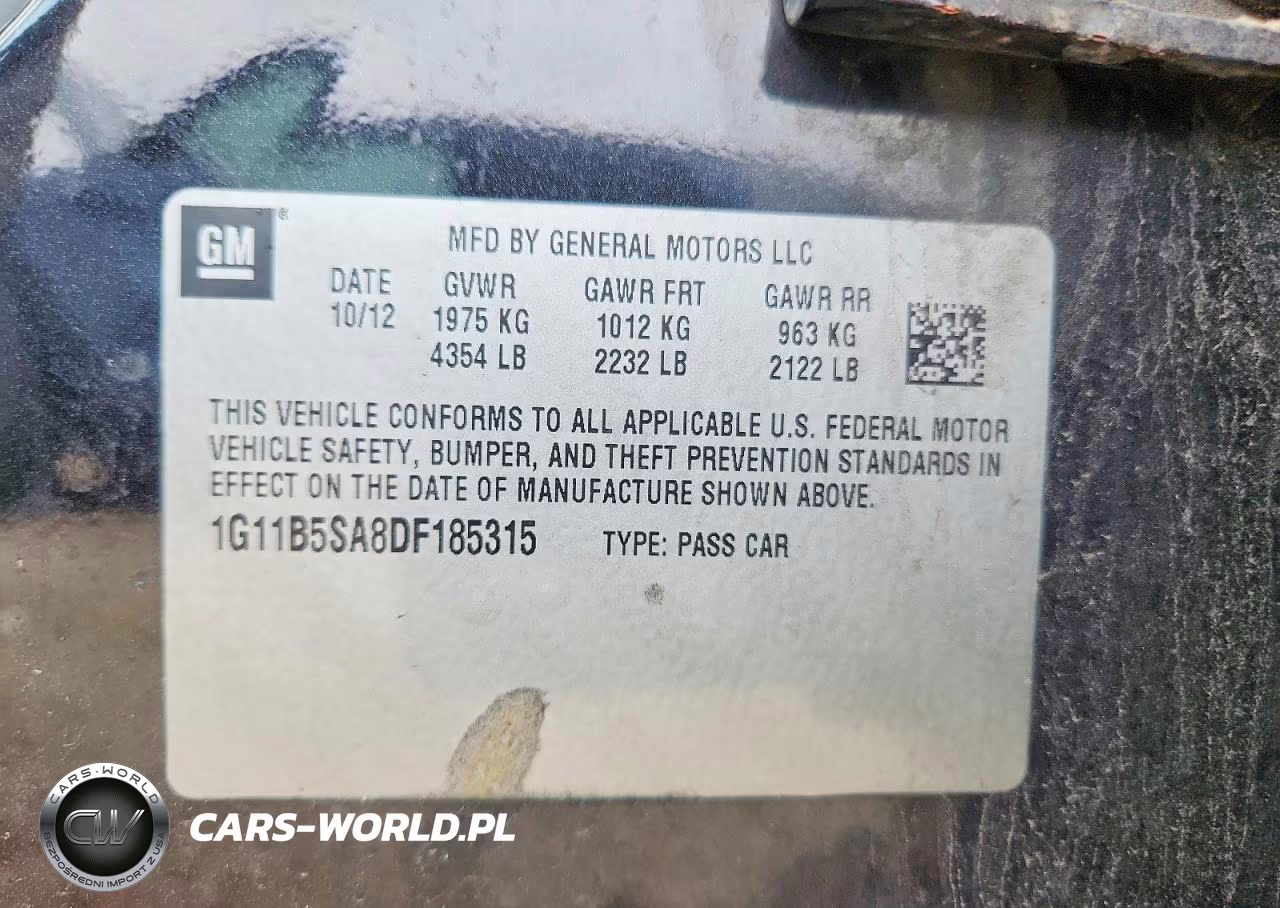 2013 Chevrolet Malibu Ls VIN:1G11B5SA8DF185315 - 12