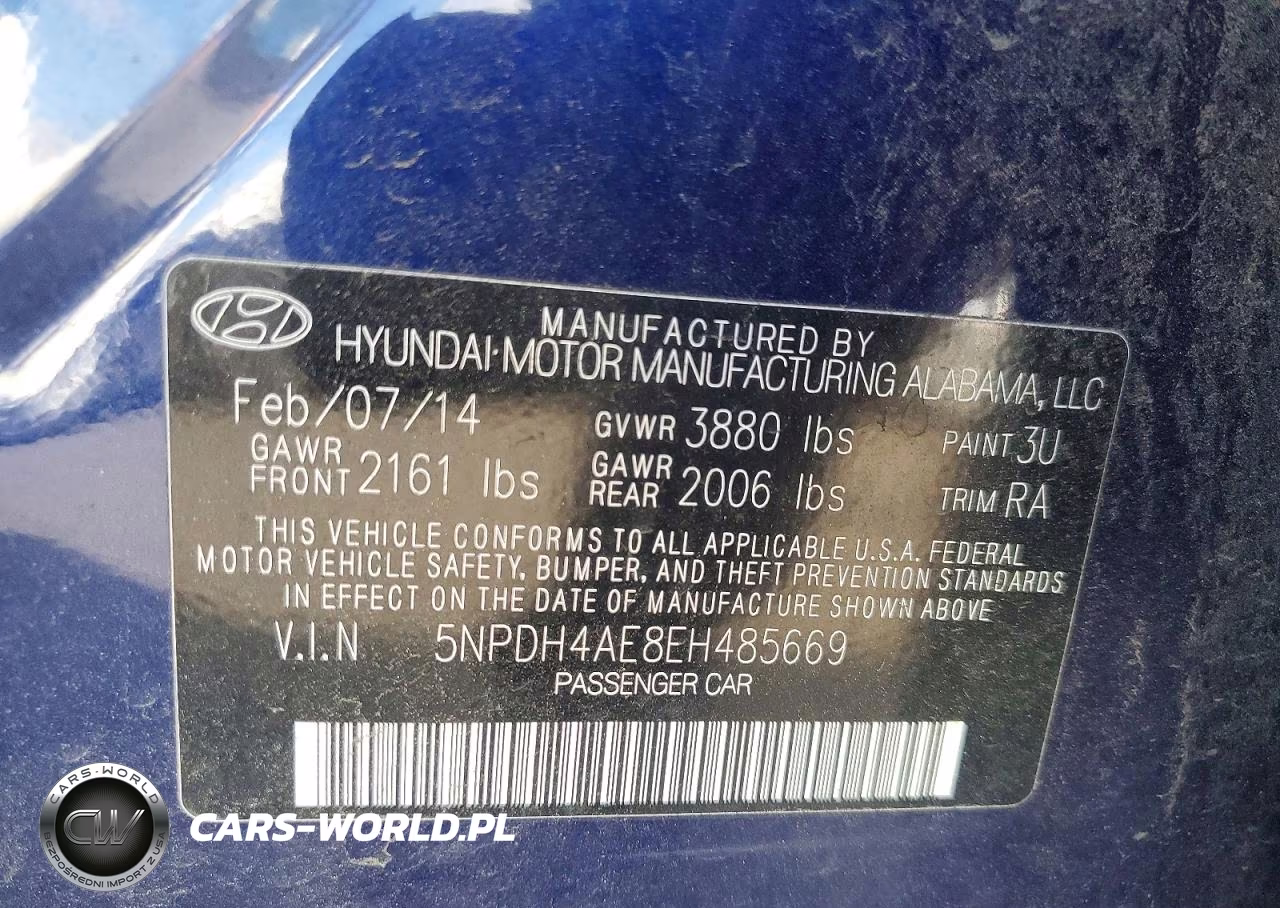 2014 Hyundai Elantra Se VIN:5NPDH4AE8EH485669 - 12