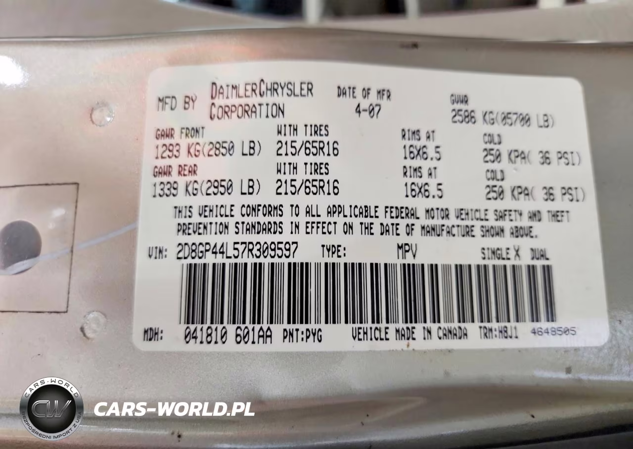 2007 Dodge Grand Caravan Sxt VIN:2D8GP44L57R309597 - 13