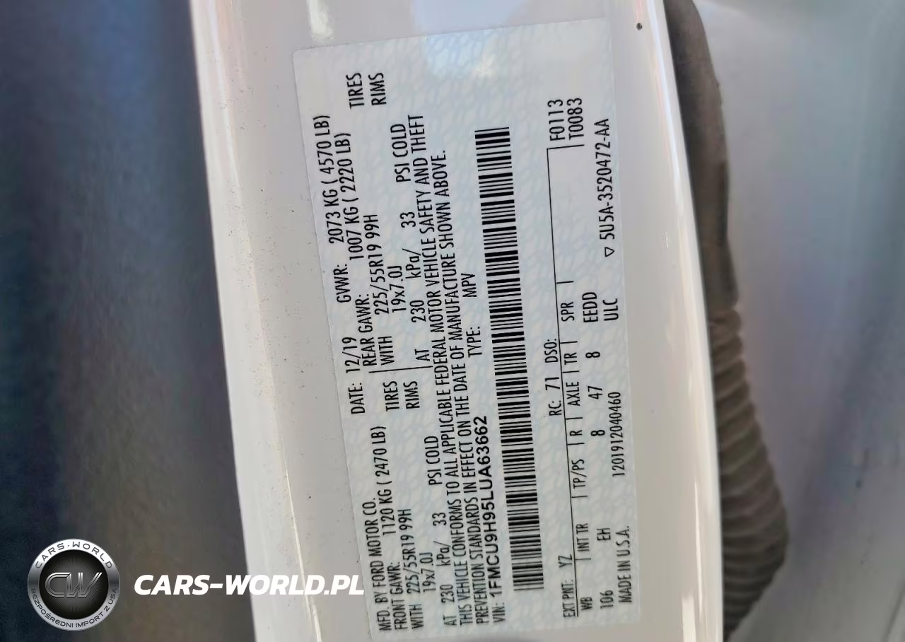 2020 Ford Escape Sel VIN:1FMCU9H95LUA63662 - 14