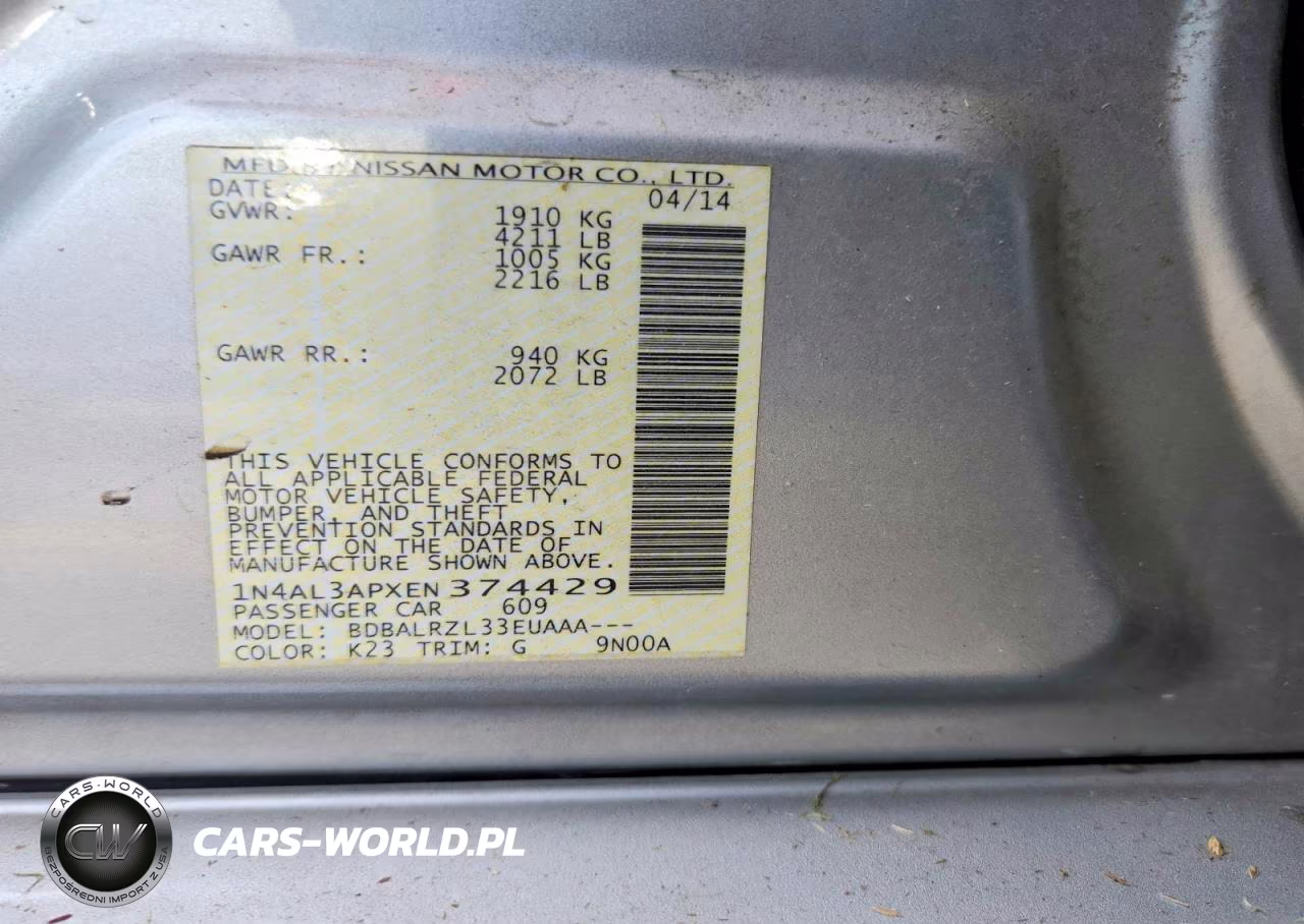 2014 Nissan Altima 2.5 S VIN:1N4AL3APXEN374429 - 13