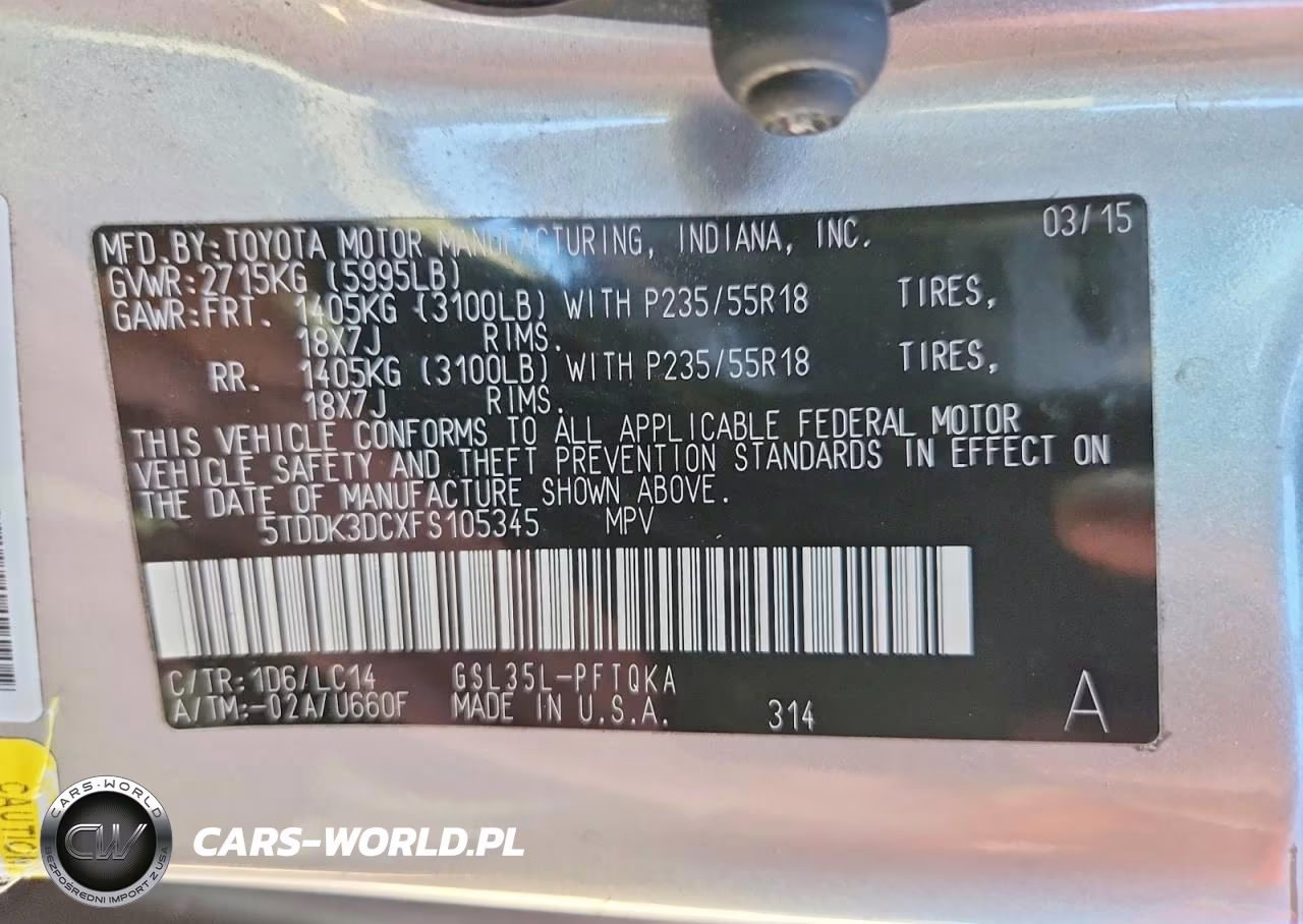 2015 Toyota Sienna Xle 7-Passenger VIN:5TDDK3DCXFS105345 - 14