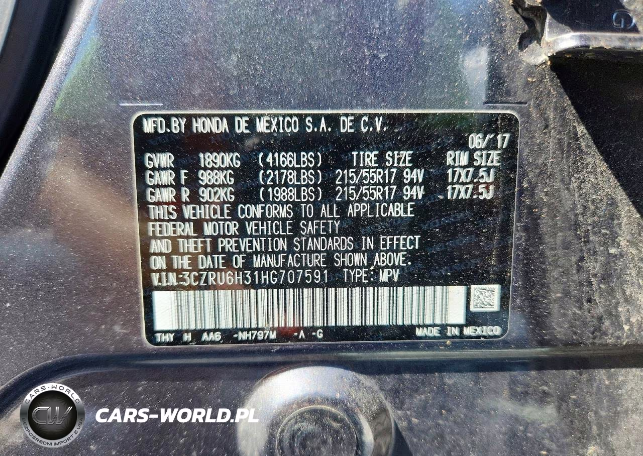 2017 Honda Hr-V Lx VIN:3CZRU6H31HG707591 - 12