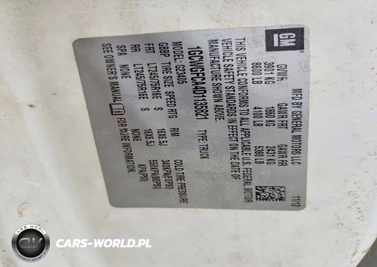 2013 Chevrolet Express 2500 Cargo Delivery Van VIN:1GCWGFCA4D1135821 - 14