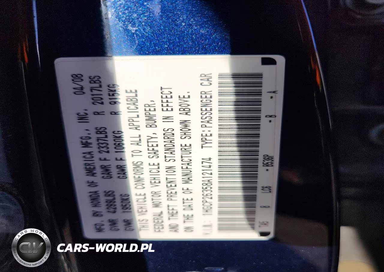 2008 Honda Accord Lx VIN:1HGCP26358A121474 - 12
