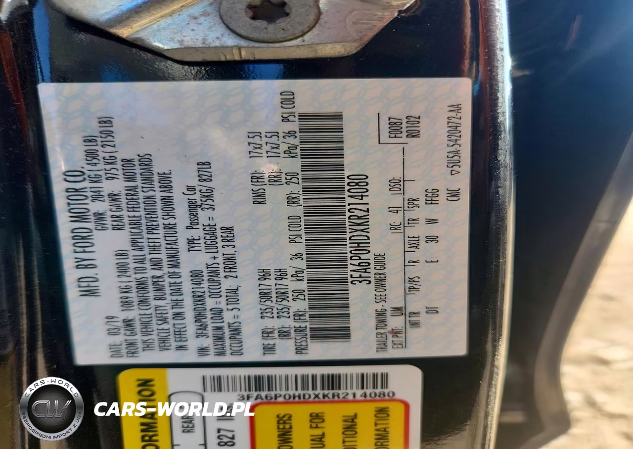 2019 Ford Fusion Se VIN:3FA6P0HDXKR214080 - 12