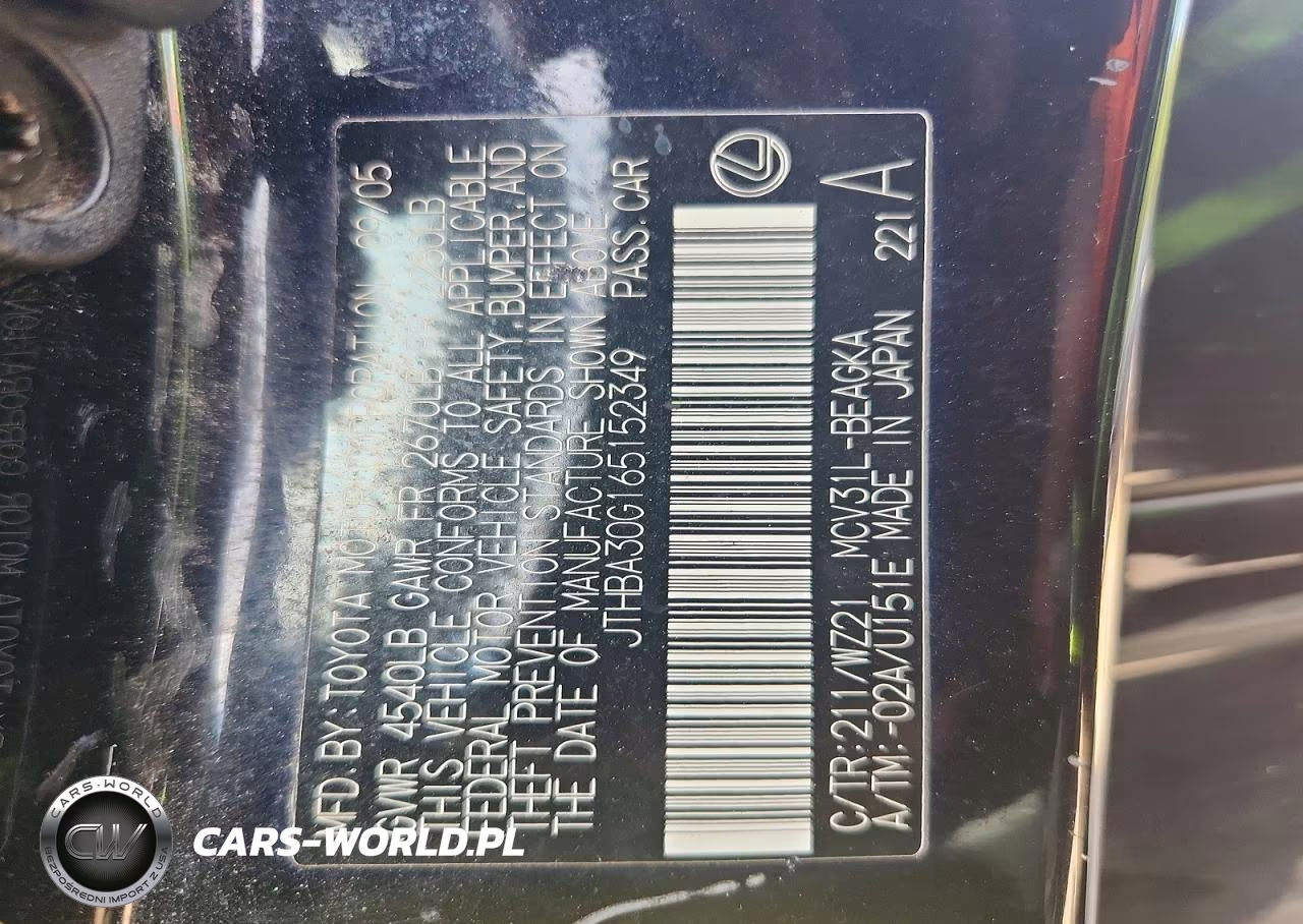 2006 Lexus Es 330 VIN:JTHBA30G165152349 - 12