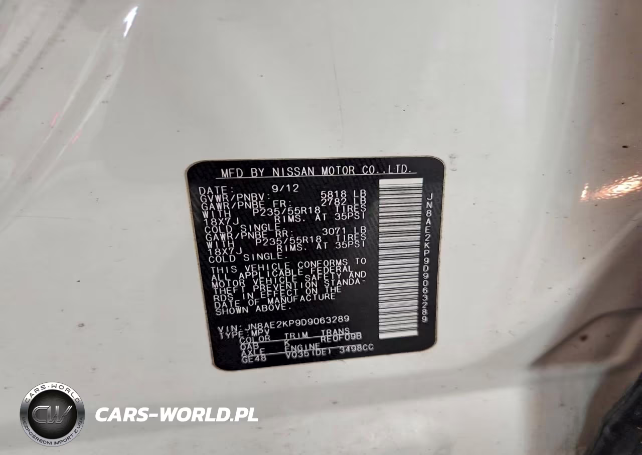 2013 Nissan Quest 3.5 S VIN:JN8AE2KP9D9063289 - 13