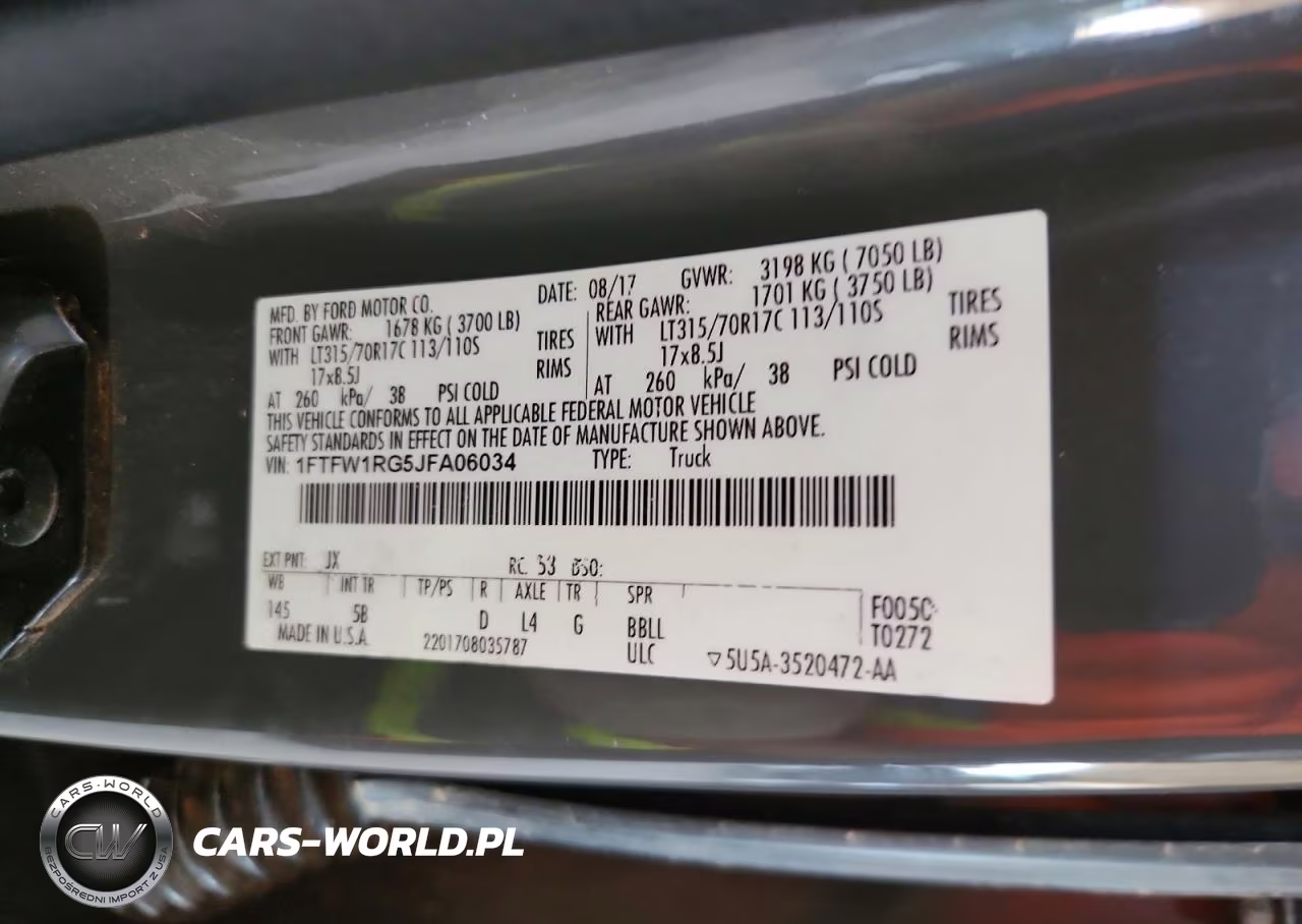 2018 Ford F150 Raptor VIN:1FTFW1RG5JFA06034 - 12
