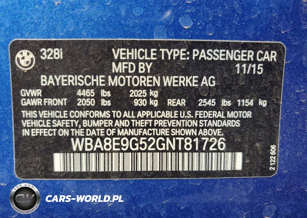 2016 BMW 328 I Sulev VIN:WBA8E9G52GNT81726 - 13