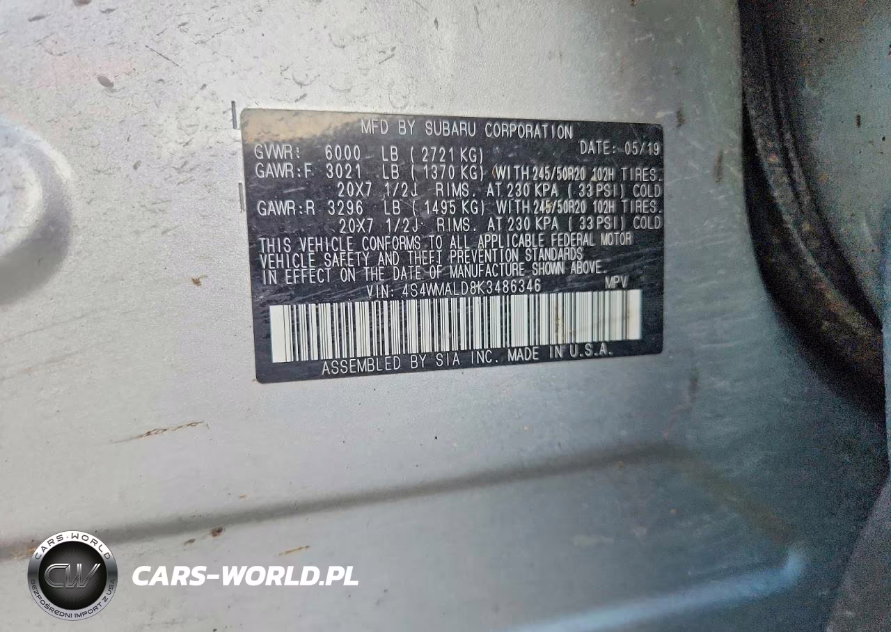 2019 Subaru Ascent Limited VIN:4S4WMALD8K3486346 - 13
