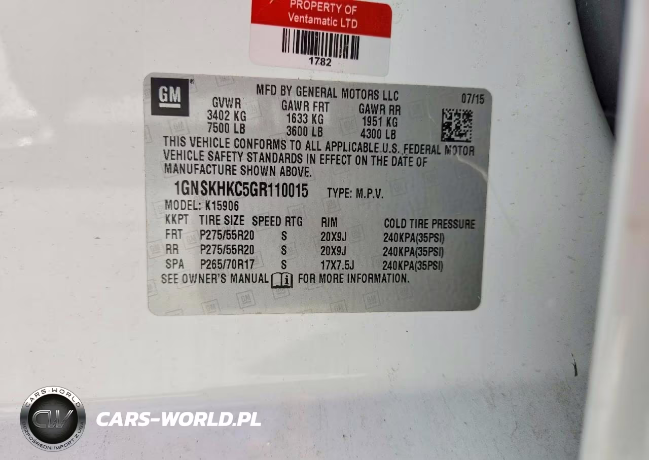 2016 Chevrolet Suburban K1500 Lt VIN:1GNSKHKC5GR110015 - 13