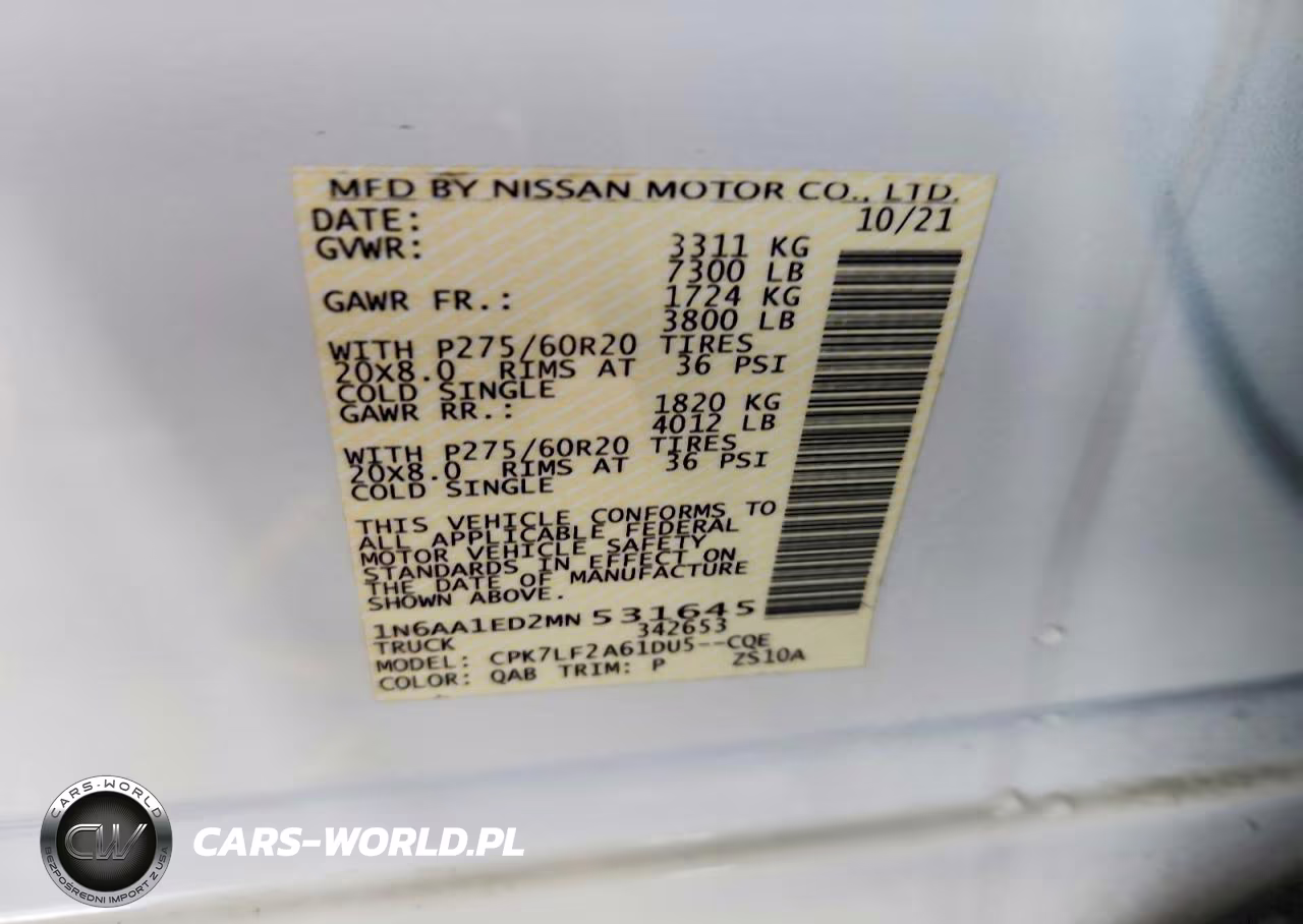2021 Nissan Titan Platinum Reserve VIN:1N6AA1ED2MN531645 - 12