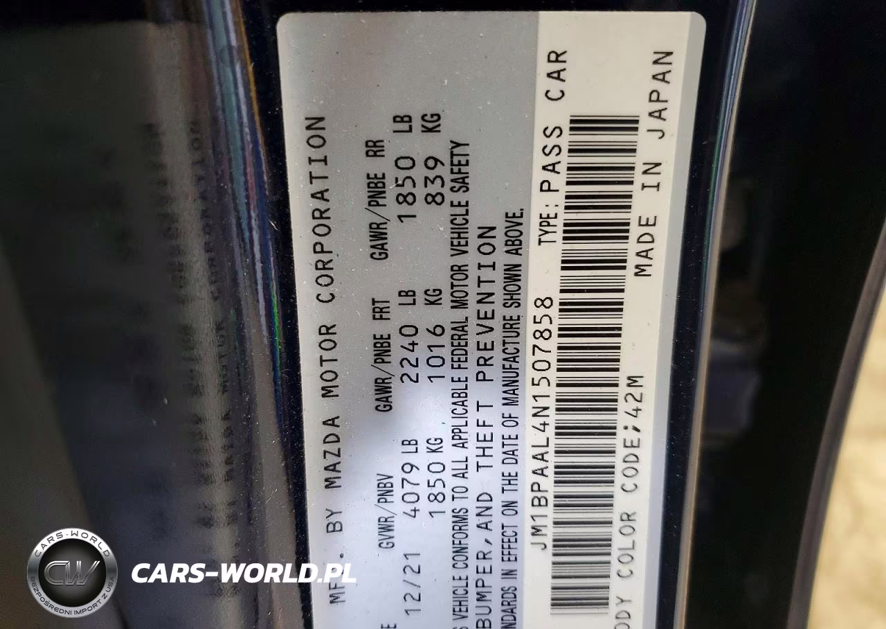 2022 Mazda 3 VIN:JM1BPAAL4N1507858 - 12