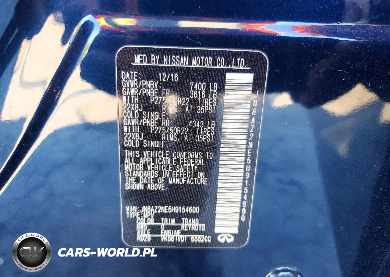 2017 Infiniti Qx80 Limited VIN:JN8AZ2NE5H9154600 - 13