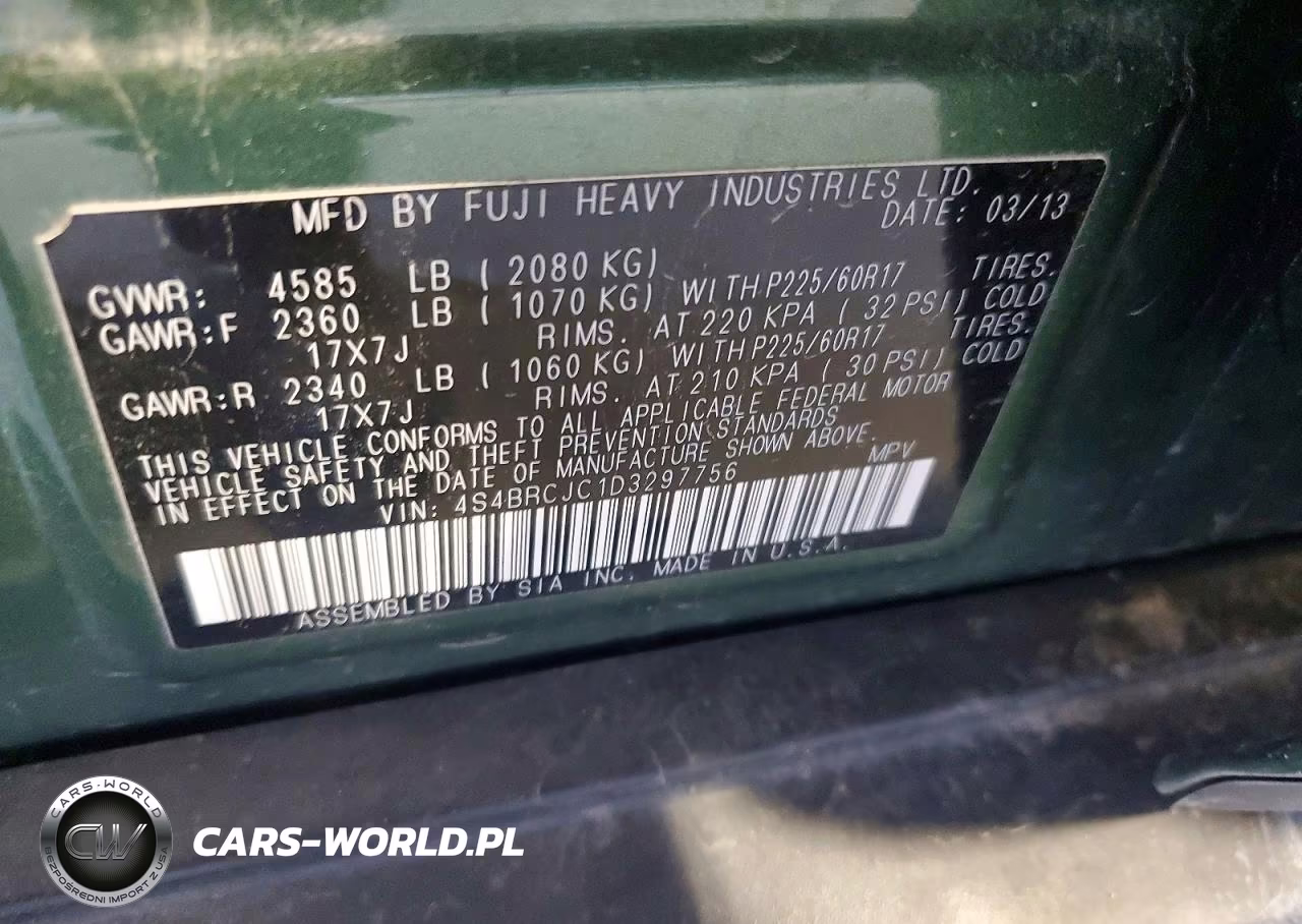2013 Subaru Outback 2.5I Limited VIN:4S4BRCJC1D3297756 - 13