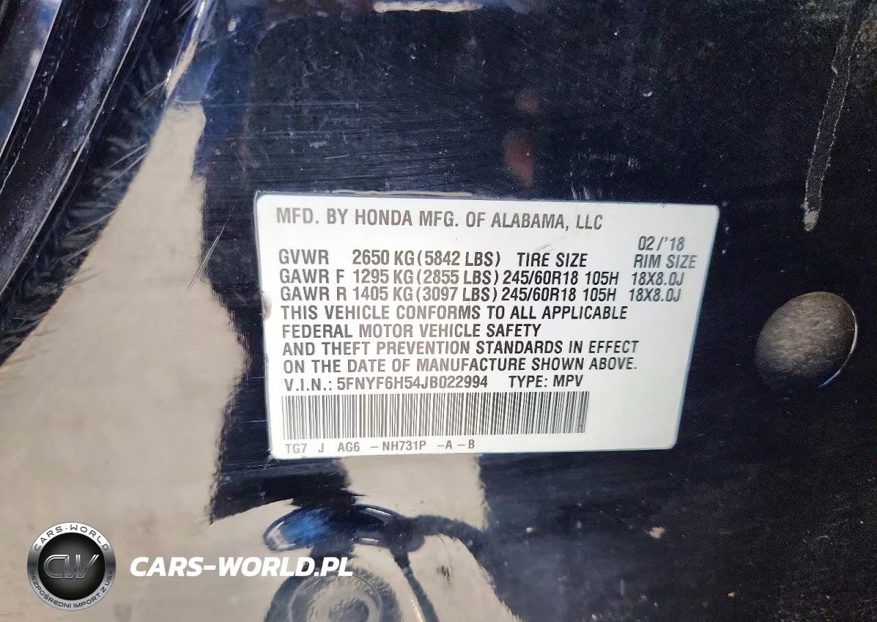 2018 Honda Pilot Exl VIN:5FNYF6H54JB022994 - 13