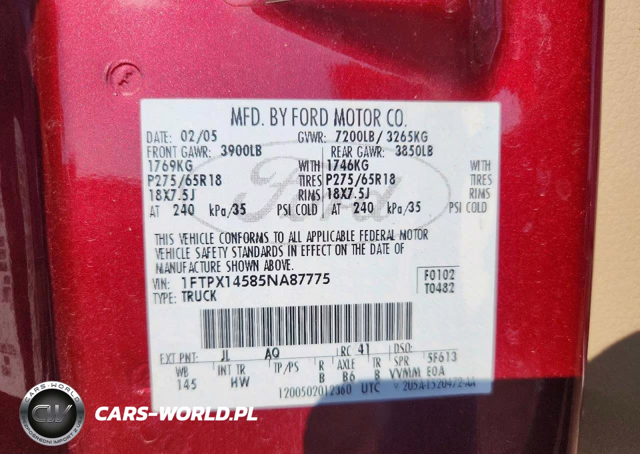2005 Ford F150 VIN:1FTPX14585NA87775 - 12